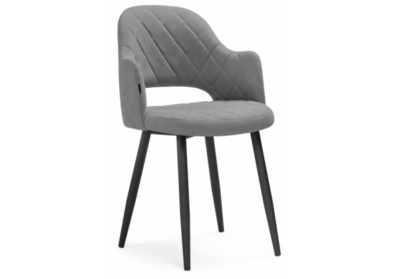 Стул на металлокаркасе Гутрид ромбы спереди серый / черный (51x56x82). 