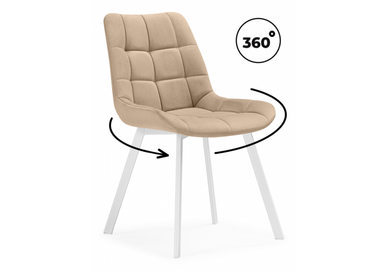 Стул на металлокаркасе Челси 360 бежевый (ZD 210) / белый (49x50x84). 
