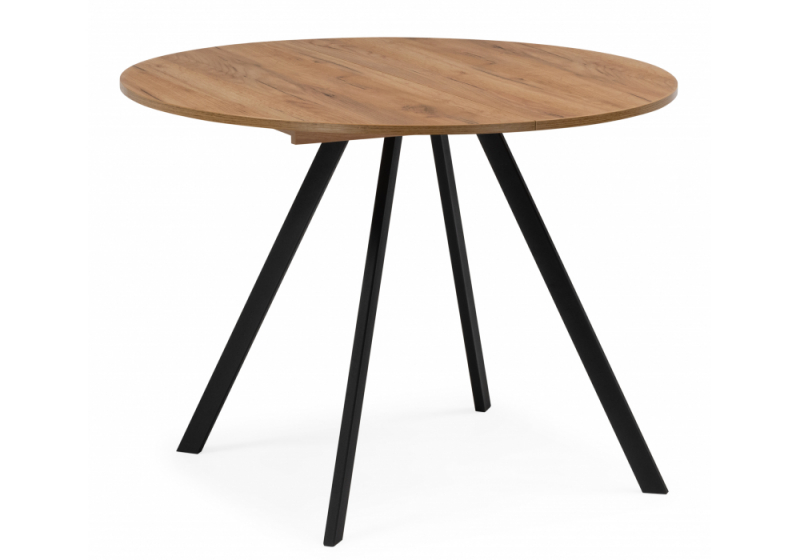 Стол деревянный Курт 90 / 130 дуб крафт золотой / черный матовый (90x75). 