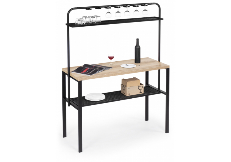 Барный стол Нари 120х50х171 делано / черный матовый (125x50x171). 